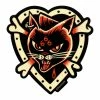 SOURPUSS CAT & CROSSBONES 666 STICKER -BEETLEJUICE Shop STICKER 666 CAT