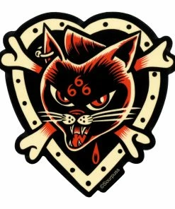 SOURPUSS CAT & CROSSBONES 666 STICKER