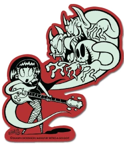 RETRO A GO GO HAUNTED GUITAR STICKER