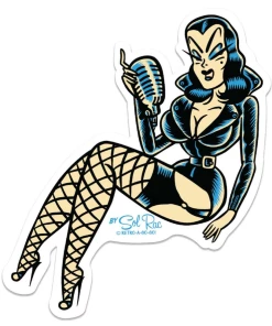 RETRO A GO GO SIREN VAMP VINYL STICKER